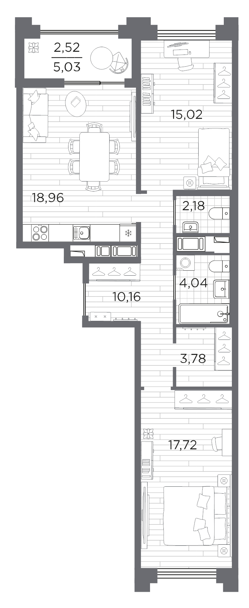 Продажа 2-комн квартиры в новостройке Санкт-Петербург г., Малый пр-кт В.О.,  к. 3