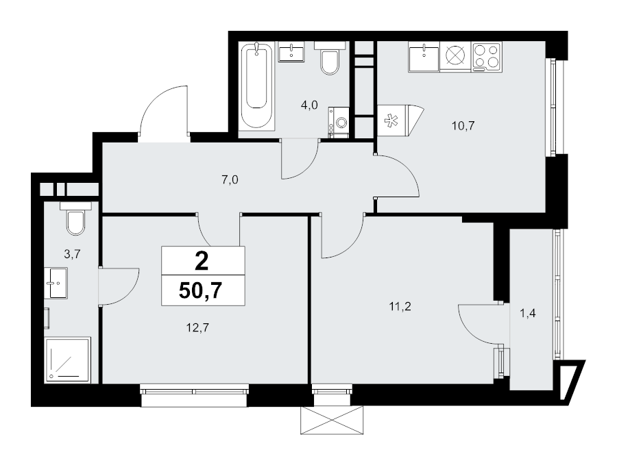 Продажа 2-комн квартиры в новостройке Прокшино д., Проектируемый проезд № 7029,  к. 7.1.1