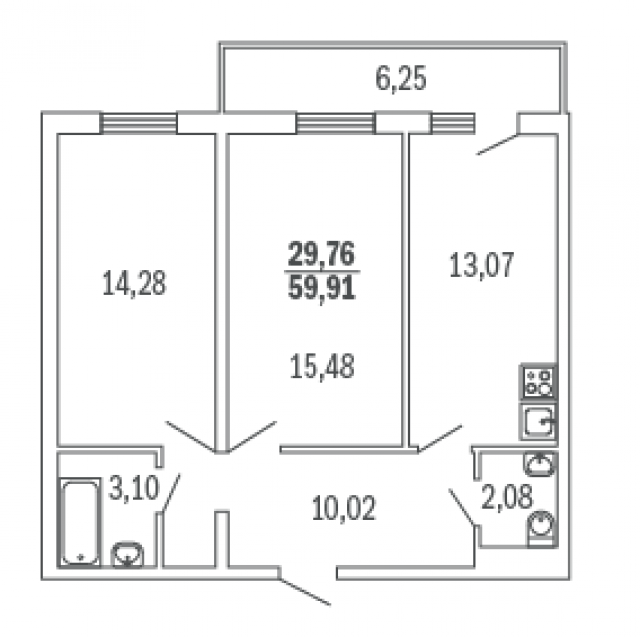 Планировка ЖК Граффити, 29.76 м2