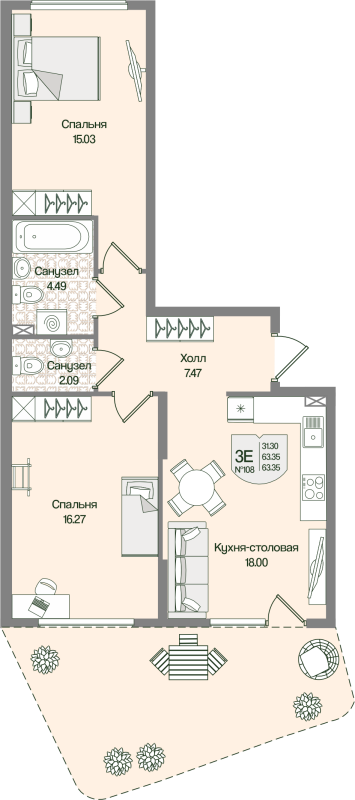Продажа 2-комн квартиры в новостройке Мистолово д., Большой пр-кт,  к. 4