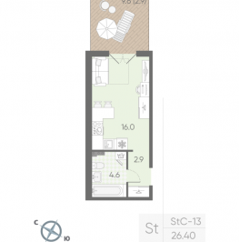 Продажа студии Шушары п., Пулковское ш.,  к. 2