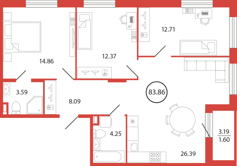 Продажа 3-комн квартиры в новостройке Бугры п., Дорога в Мурино,  к. 18