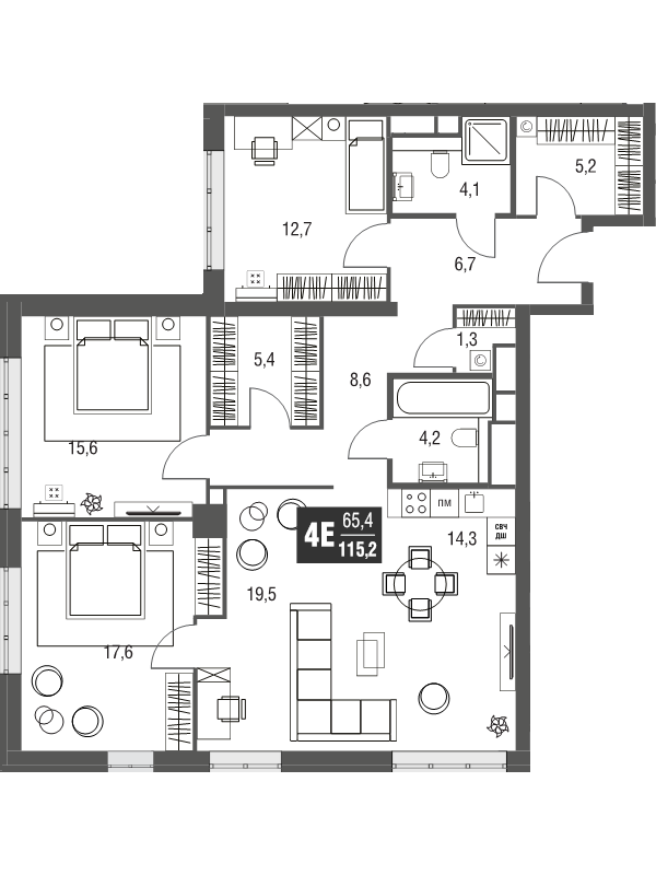 Продажа 3-комн квартиры в новостройке Москва г., Серебрякова проезд,  к. 1
