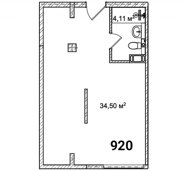 Планировка ЖК Avenue Apart на Малом, 34.5 м2