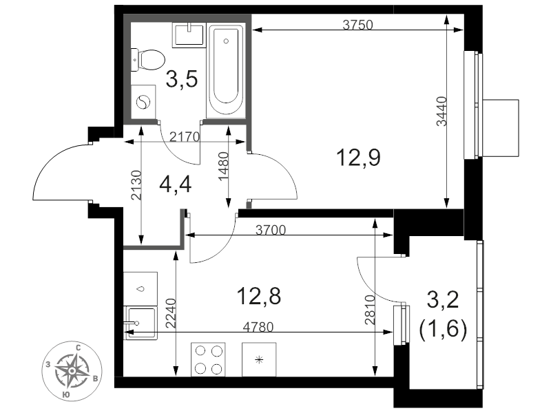 Продажа 1-комн квартиры в новостройке Мосрентген пос., Проектируемый проезд № 7502,  к. 4