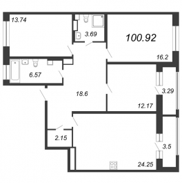 Продажа 3-комн квартиры в новостройке Санкт-Петербург г., Глухарская ул.,  к. 2