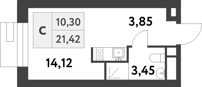 Продажа студии Газопровод п., 5-я улица Лесные Поляны,  к. 2