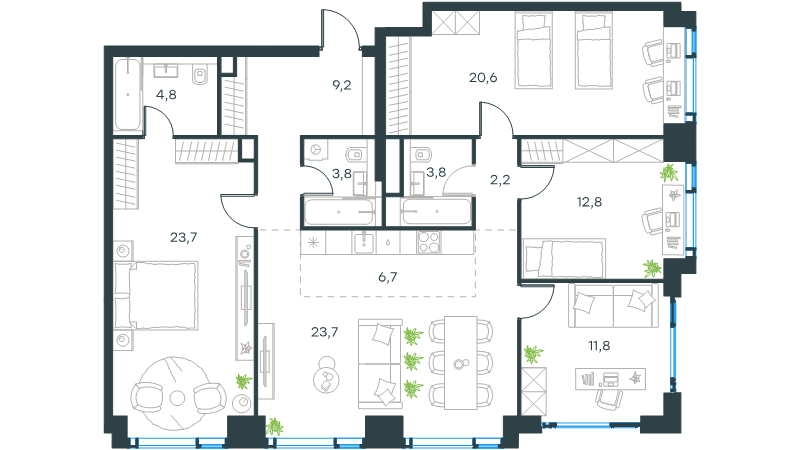 Продажа 4-комн квартиры в новостройке Москва г., Озерная ул.,  к. 1