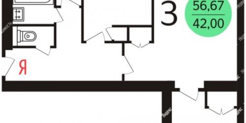 2-комн квартира 60-летия Октября пр-кт,  д. 14