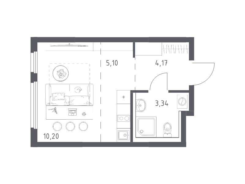 Продажа студии Мисайлово д., Молодежный б-р,  к. 19