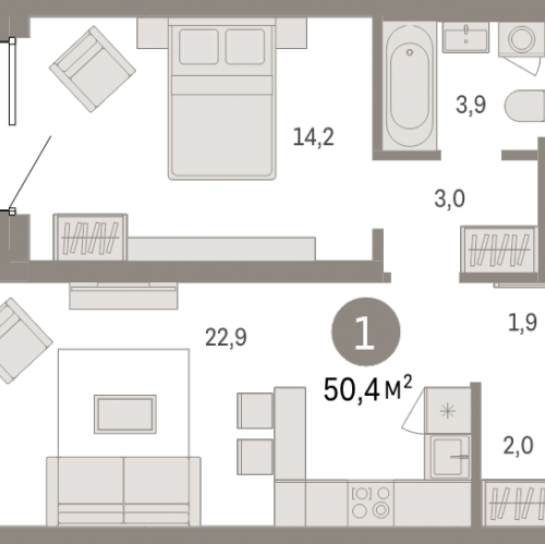 1-комн квартира Санкт-Петербург г., Головнина б-р,  к. 2-1