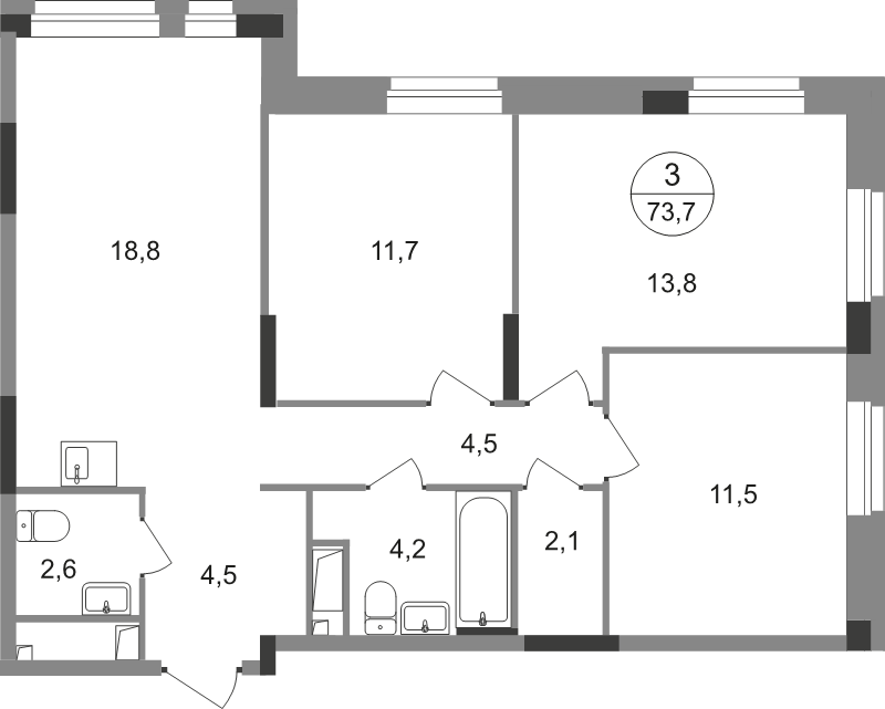 Продажа 3-комн квартиры в новостройке Московский г., Бианки ул.,  к. 9.3