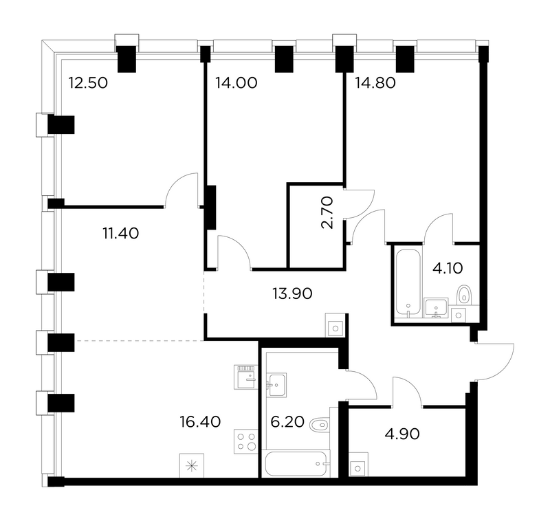 Продажа 3-комн квартиры в новостройке Москва г., Адмирала Макарова ул.,  к. 1