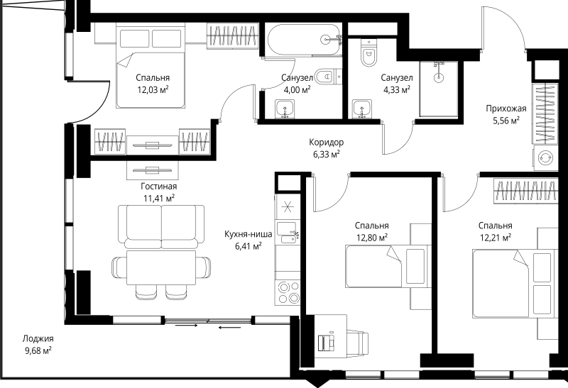 Продажа 3-комн квартиры в новостройке Москва г., 3-й Силикатный проезд,  к. Leo