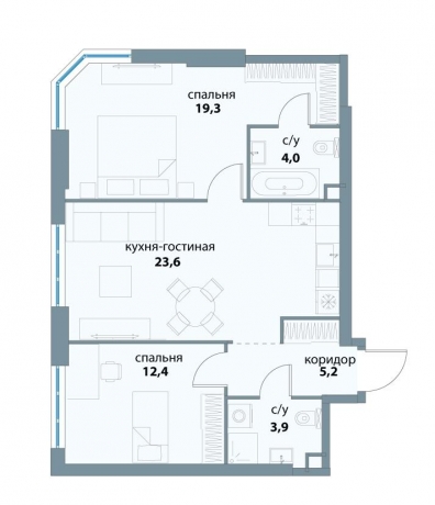Планировка ЖК Событие, 31.7 м2
