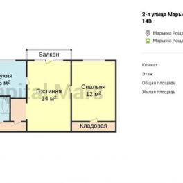Аренда 2-комн квартиры на вторичном рынке Марьиной Рощи 2-я ул,  д. 14В
