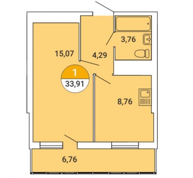 Планировка ЖК 4YOU, 15.07 м2