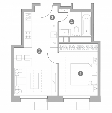 Планировка ЖК UNO Старокоптевский,  м2