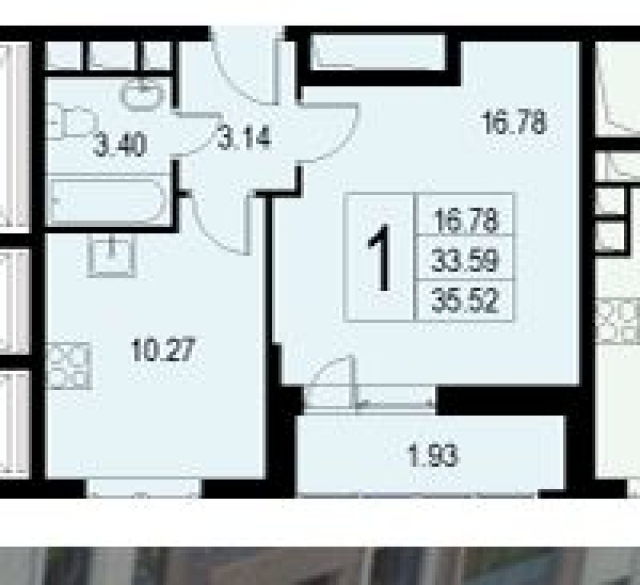Планировка ЖК Люблинский, 16.78 м2