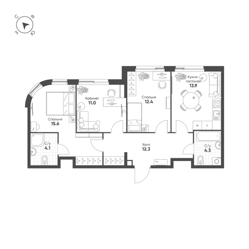 Продажа 3-комн квартиры в новостройке Москва г., Автозаводская ул.,  к. 4.5.2