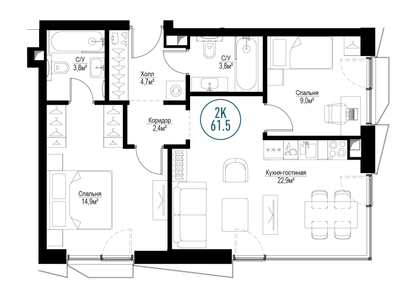 Продажа 2-комн квартиры в новостройке Москва г., Волгоградский пр-кт,  к. Barcelona