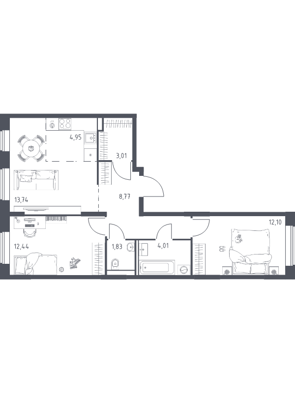 Продажа 2-комн квартиры в новостройке Москва г., Донецкая ул.,  к. 2