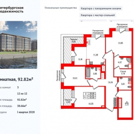 Продажа 3-комн квартиры в новостройке Октябрьская наб