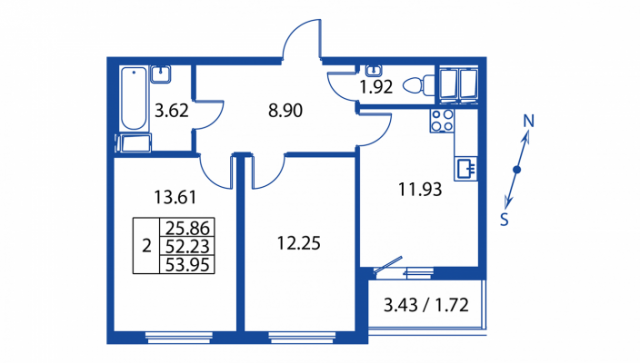 Планировка ЖК Полис на Неве, 25.86 м2