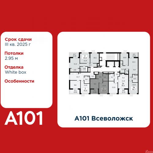1-комн квартира Всеволожск, микрорайон Южный, 1.3