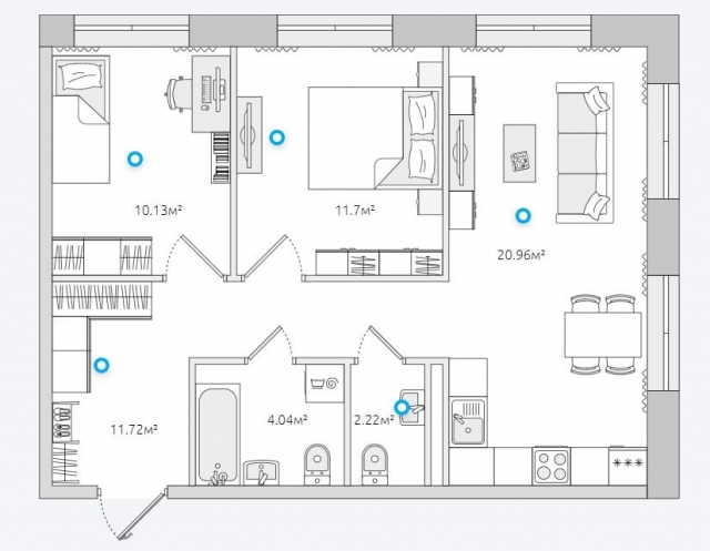 Планировка ЖК Волковский, 21.3 м2