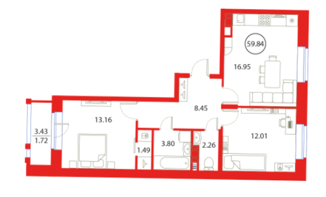 Планировка ЖК Ariosto, 25.2 м2
