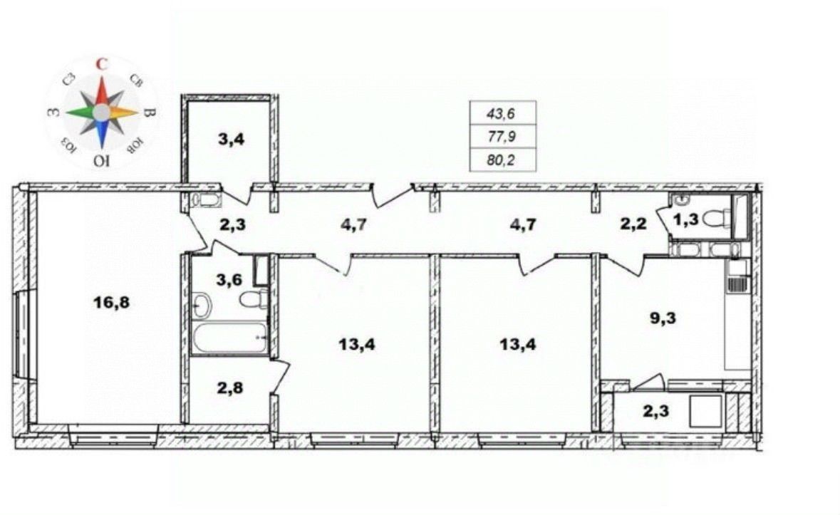 Продажа 3-комн квартиры на вторичном рынке улица Сочинская, 8