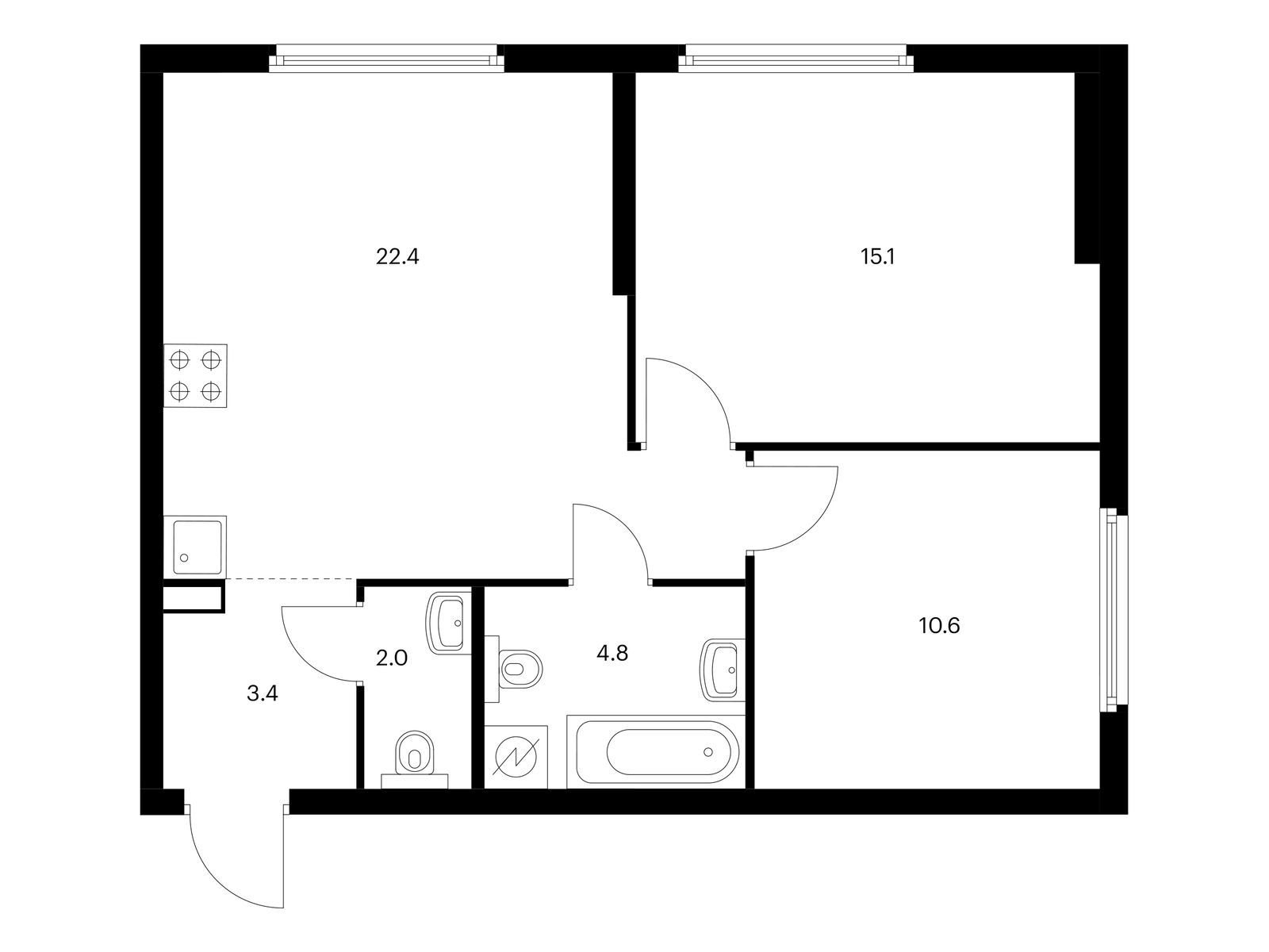 2-комн квартира Барклая 6, корп.8
