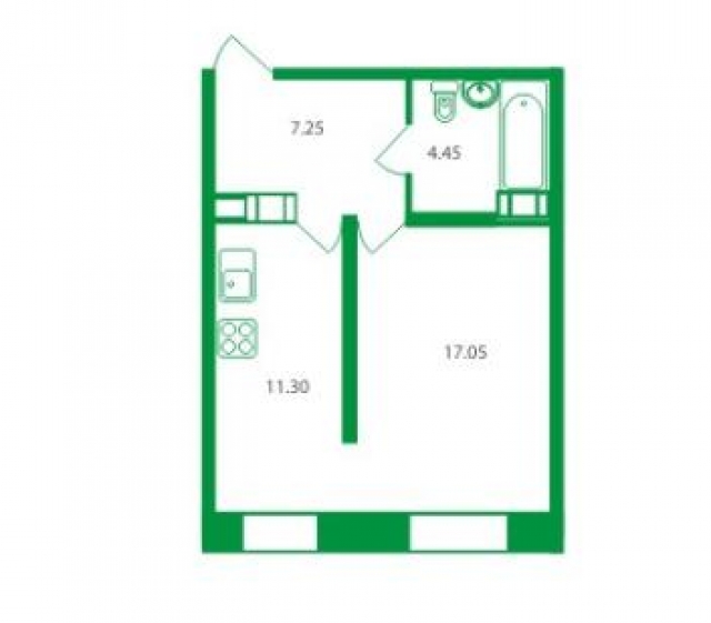 Планировка ЖК Янинский Каскад, 17.05 м2