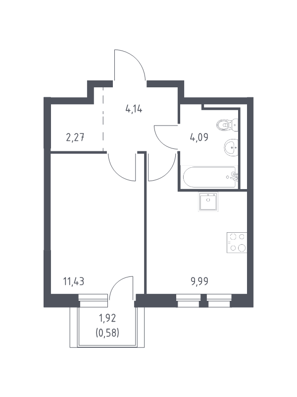 Продажа 1-комн квартиры в новостройке Новосаратовка д., Покровская Дорога ул.,  к. 1.1