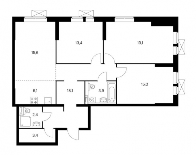 Планировка ЖК Михайловский парк, 47.5 м2