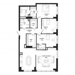 Продажа 4-комн квартиры в новостройке ул. Лобачевского, вл. 120, Событие-4, корпус 3