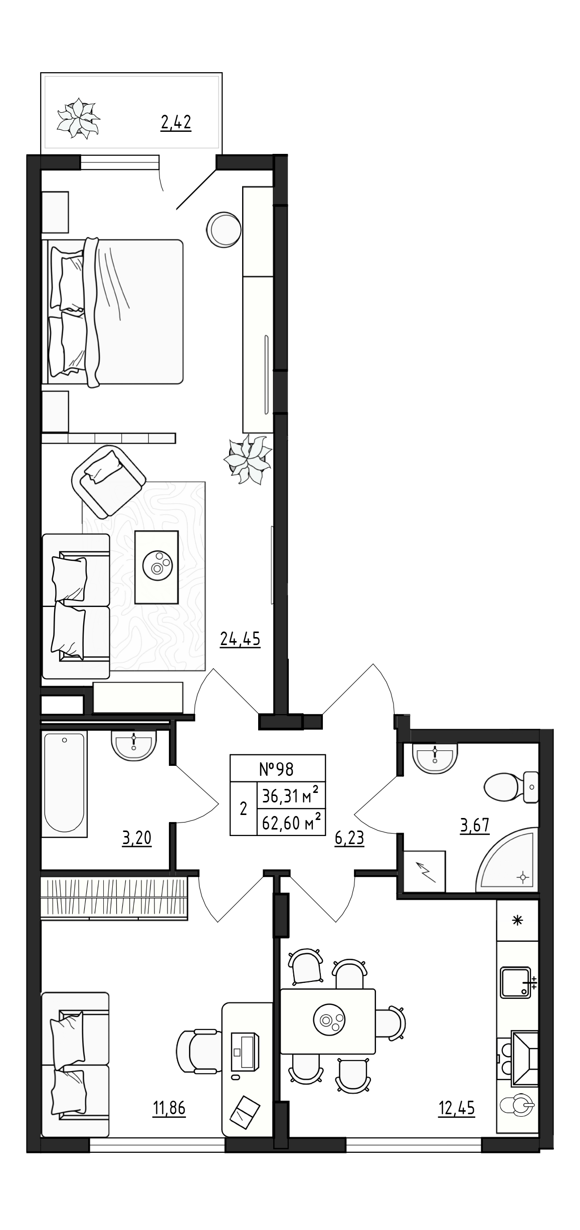 2-комн квартира д. Малое Верево, д. Малое Верево, Гатчинский район, Ленинградская область