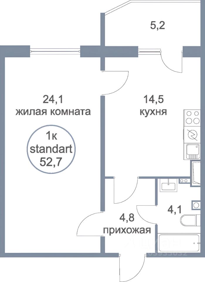 Аренда 1-комн квартиры на вторичном рынке Голубое пгт, бульвар Парковый, 2к5