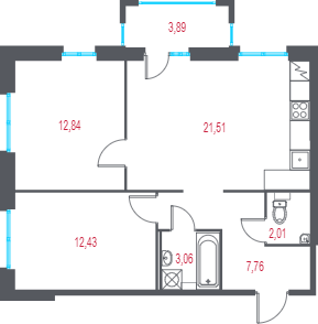 Продажа 2-комн квартиры в новостройке Пушкин г., 1-я линия, территория Лесное,  к. 1.4