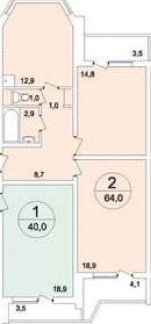 Планировка ЖК Град Московский, 33.7 м2