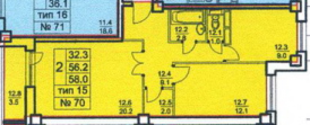 Планировка ЖК Благовест, 32.3 м2