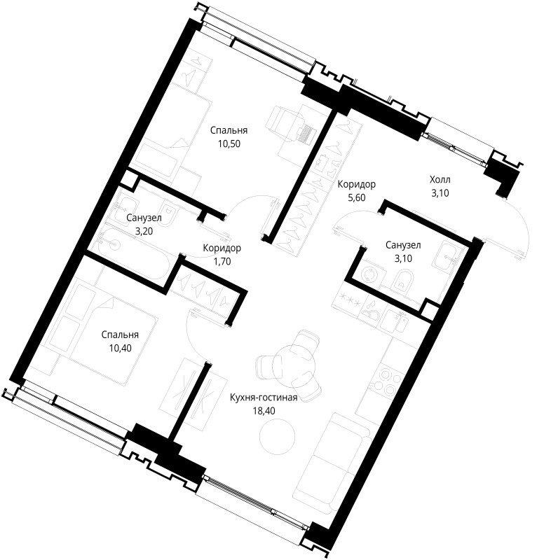 Продажа 2-комн квартиры в новостройке Москва г., Вишнёвая ул.,  к. 1
