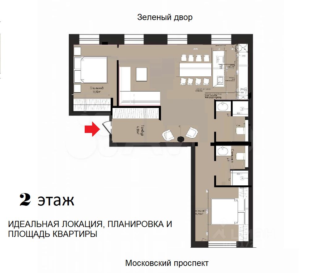Продажа 3-комн квартиры на вторичном рынке Московский проспект, 197