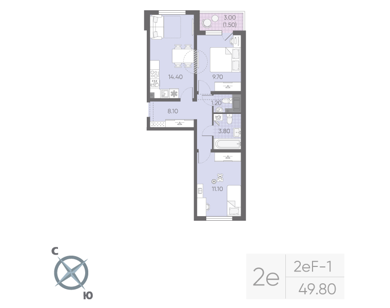 Продажа 2-комн квартиры в новостройке Санкт-Петербург г., Пискаревский пр-кт,  к. 12