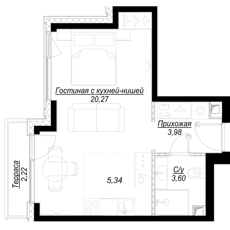 Продажа студии Москва г., 1-й Сетуньский проезд,  к. RiverSide