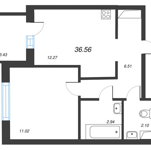 1-комн квартира Новосергиевка д., Ленинградская ул.,  к. 1-3