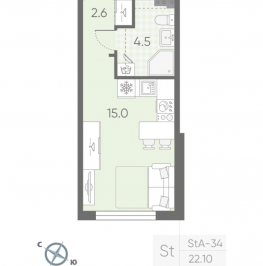 Продажа студии Шушары п., Пулковское ш.,  к. 2