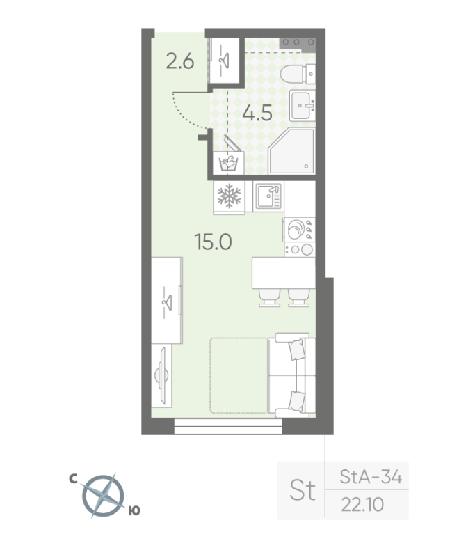 Продажа студии Шушары п., Пулковское ш.,  к. 2