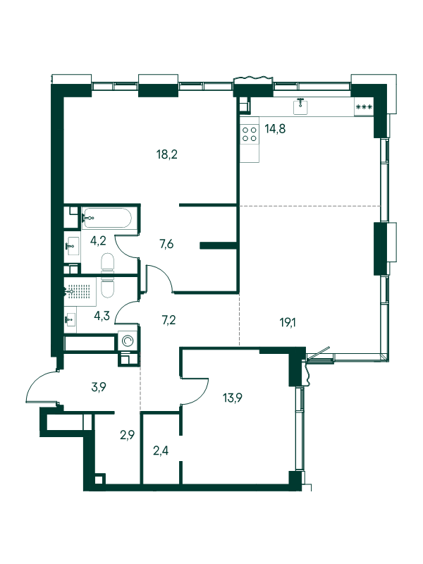 Продажа 2-комн квартиры в новостройке Москва г., Чкаловский б-р,  к. 1.1